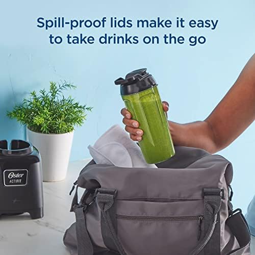 Oster Personal Blender for Shakes, Smoothies, and Single Serve Portable Cups with 2 20-ounce On-the-Go Spill Proof Cups and Lids, BPA-Free & Dishwasher-Safe, Black - Image 6