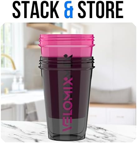VELOMIX 2 Pack 20oz Protein Shaker Bottle for Protein Mixes, Black - Image 6
