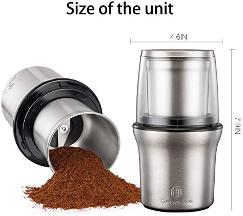 DR MILLS DM-7412N Coffee Grinder Electric and Spice Coffee Grinder with Removable SUS304 Stainless Steel Detachable Cup - Image 6