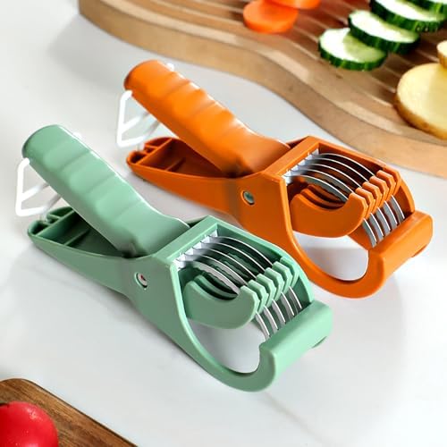 Upgrade 2 pack Stainless Steel Banana Strawberry Cucumber Carrot Egg Sausage Thin Slicer Cutter kitchen gadget (orange) - Image 7