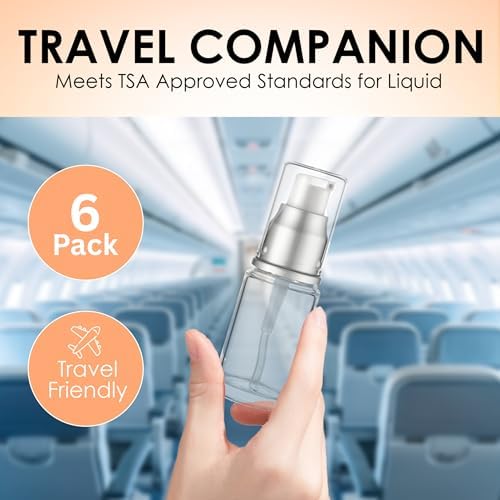 VitalUp Clear Glass Pump Bottle (6-Pack) 0.5 Oz 15ml - Refillable, Lotion - Image 7