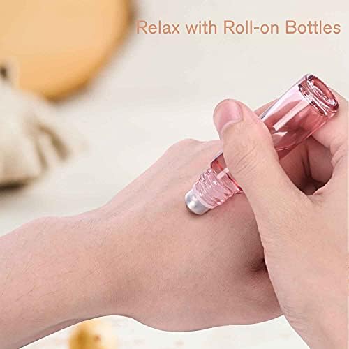 PrettyCare 24 Pack, 10 ml Essential Oil Roller Bottles with Stainless Steel Roller Ball - Refillable Leak-proof Empty Thick Pink Glass Roll on Bottles with Metal Caps for Travel, Perfume - Image 5