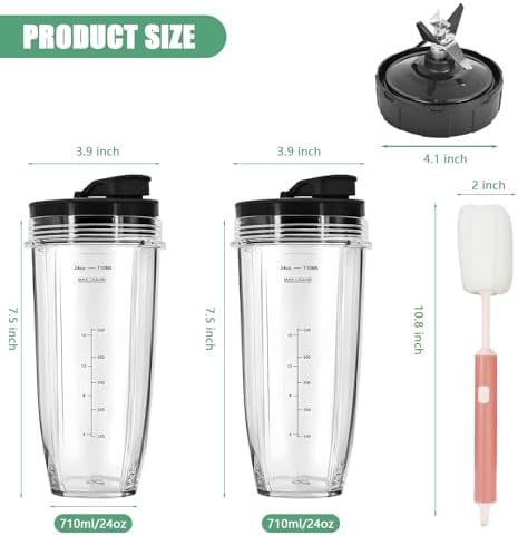 2 * 24oz Ninja Nutri Smoothie Cups, Auto iq Replacement Parts for Blender - Image 6