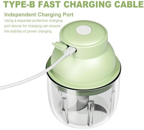 Electric Wireless Garlic Chopper, 350ml, Light Green