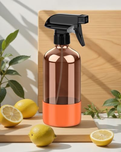 Bontip Amber Glass Spray Bottle, 16 oz with Orange Silicone Sleeve, 1 Pack - Image 6
