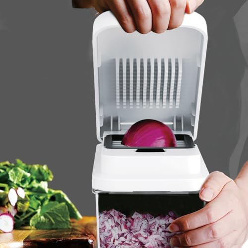 Glad 2-in-1 Vegetable Chopper - 1.8 Quart Food Chopper with 2 Interchangeable Blades (1/4" & 1/2") - Onion Dicer and Veggie Cutter for Meal Prep, Dishwasher Safe Kitchen Gadget - Image 7