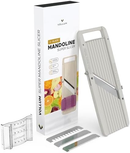 Vollum Wide Japanese Mandoline Slicer for Kitchen – Professional Slicer Vegetable Cutter with Interchangeable Stainless Steel Blades – Food Manual Slicer Handheld Mandoline Slicer - Image 7
