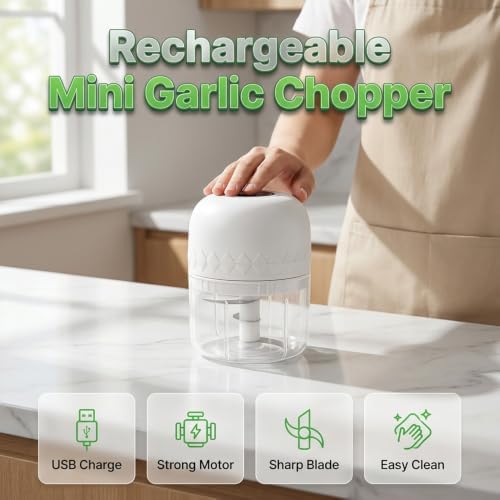 Electric Garlic Chopper, Mini Veggie Chopper Garlic Mincer (Blue) - Image 6