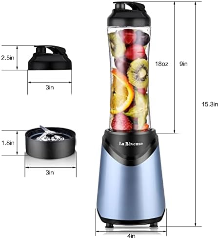 La Reveuse Smoothies Blender Personal Size 300 Watts with 18 oz BPA-free Portable Travel Sports Bottle (Light Blue) - Image 6