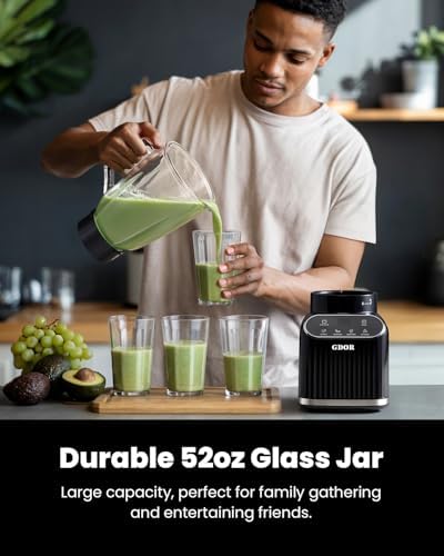 GDOR Smoothie Blender for Kitchen,1200W Glass blender with 5 Smart Programs - Image 6