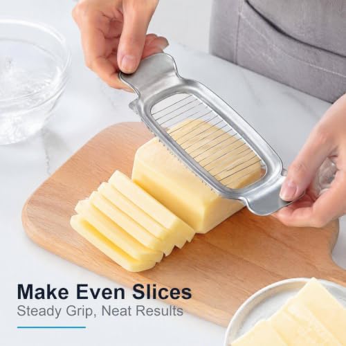 Butter Slicer Stainless Steel Wire Cheese Slicer Cheese Slicer, Kitchen Food Tool for Cuts Cheese, Butter, Eggs, Fruit - Image 7
