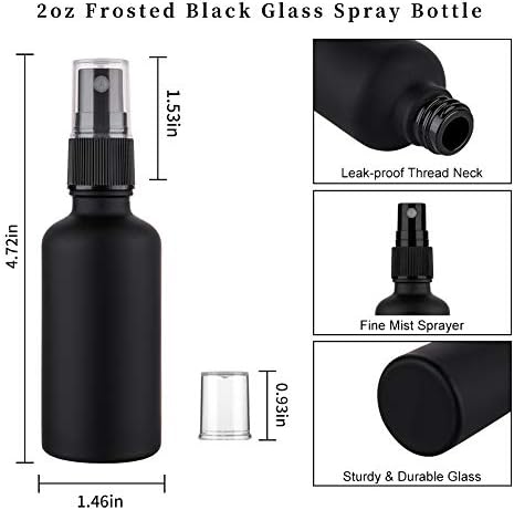 2oz Frosted Black Glass Spray Bottles for Essential Oils, Set of 3 - Image 7