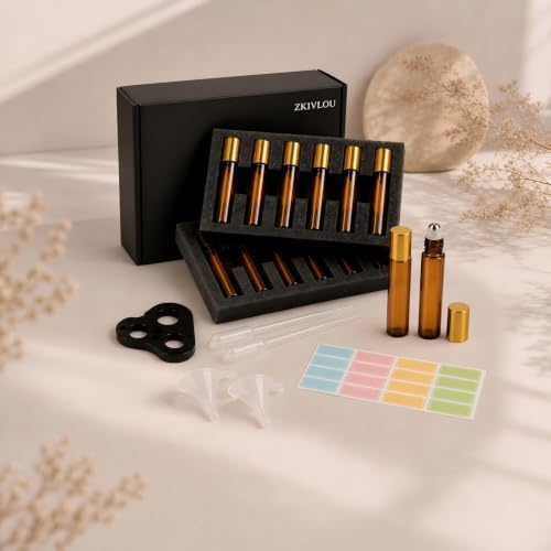 12 Pack 10ml Roll On Bottles for Essential Oils & Perfume,Gold Cap - Image 6
