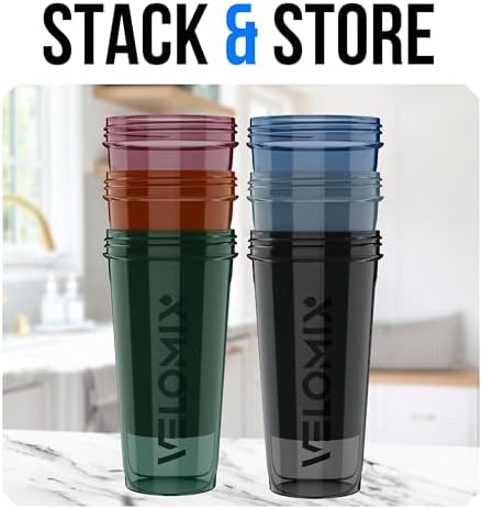 VELOMIX 6 Pack 28oz Shaker Cups for Protein Shakes,Orange to Green - Image 5
