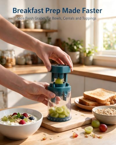 Grape Cutter for Toddlers, Strawberry Slicer & Tomato Cutter, Blue - Image 6
