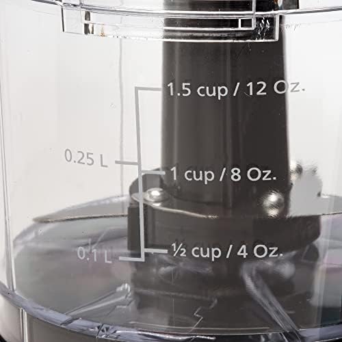 1.5 Cup - Electric Mini Food Chopper - Vegetable & Fruit Cutter - Premium Stainless Steel Blades with Safety Lock Cover - One Step/Touch Button - Non-Skid Rubber Feet - Black