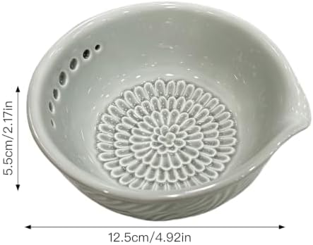 Garlic Grater Plate, Herb Stripper Bowl, Handmade Garlic Grater Herb Bowl, Grater Plate With Drainage Port, Easy Cook For Garlic, Herb, Ginger, Cooking Lover (7-hole light green)