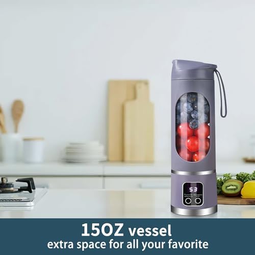 Portable blender Cordless USB-C rechargeable 15OZ juicer cup Purple - Image 6