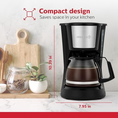 Holstein Housewares 5 Cup Drip Coffee Maker – Compact and User-Friendly with Auto Pause & Serve, Reusable Filter & Glass Carafe, Office & Dorm Use, Black - Image 6