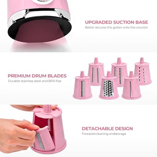 SUSTEAS Rotary Cheese Grater Hand Crank, Kitchen Shredder Vegetable Slicer - Image 6