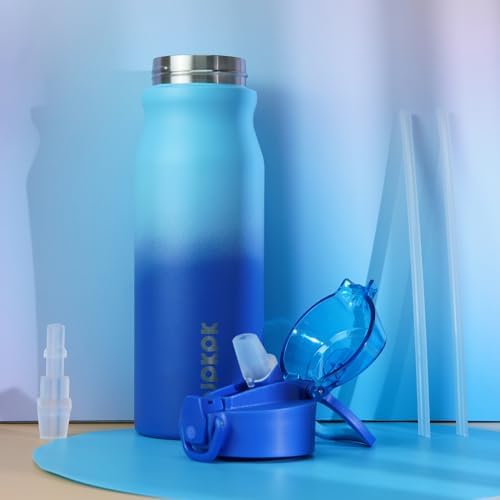 BJPKPK 25 oz Insulated Water Bottle, Straw, Handle, Stainless Steel Flask - Image 6