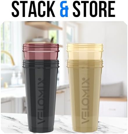 VELOMIX 4 Pack 28oz Protein Shaker Bottle for Protein Mixes, Burgundy - Image 6