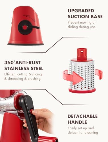 GDL Cheese Grater Hand Crank, Rotary Cheese shredder, Vegetable Slicer - Image 6