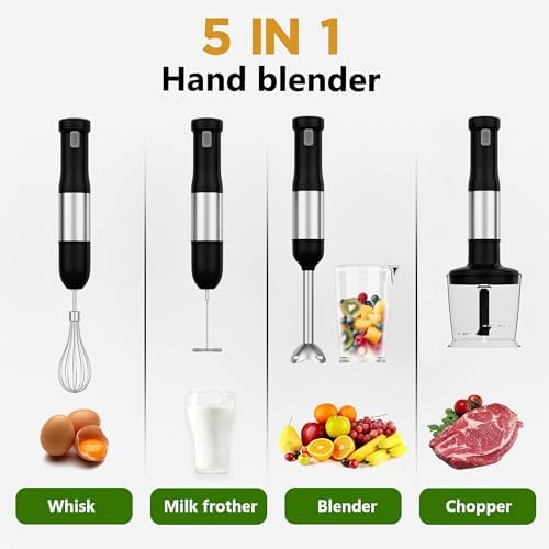 Air Fryer Cordless Immersion, 5-in-1 Variable Speed blender handheld,Rechargeable with 2000mAh Battery, BPA-Free & Dishwasher-Safe Accessories,Jet - Image 6