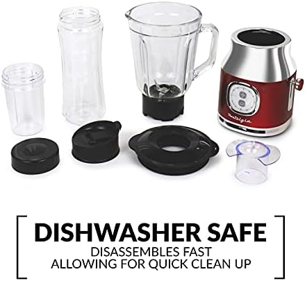 Classic Retro Electric Pulse Blender, 1 Liter Glass Pitcher, Includes Tritan Personal Travel Bottle With Lid And Storage Container, High Power 300 Watts Crushes And Pulverizes Ice Cubes - Image 6