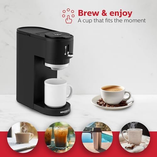 Holstein Housewares 2-in-1 Single Serve Coffee Maker, Dual Brew, Compatible with K-Cup Pods & Ground Coffee, Reusable Filter Included, Compact Drip Coffee Machine, 14oz Tank, Fits Most Cups - Black - Image 7