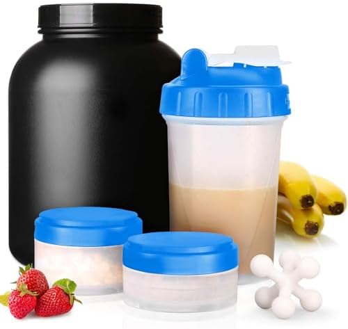 Hydro2Go 16oz Protein Shaker Bottle with Shaker Ball and 2 Storage Jars | BPA-Free Plastic Cup with Clear Measurement Scale | Perfect for Protein Mixes and Pills | Portable Pre-Workout Drink Cup(Blue) - Image 7