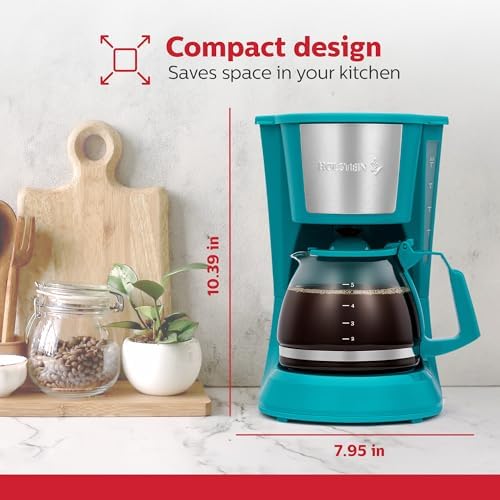 Holstein Housewares 5 Cup Drip Coffee Maker – Compact and User-Friendly with Auto Pause & Serve, Reusable Filter & Glass Carafe, Office & Dorm Use, Teal - Image 6
