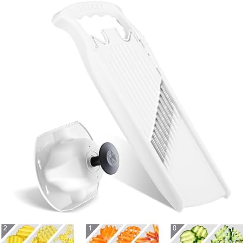 Börner by Reston Lloyd Wave-Waffle Power Line • Crinkle Cut/Spirelli Vegetable Slicer & Food Safety Holder • Slicer for Wave Waffle Cut Style • Multiple Thickness Options • Made in Germany, White - Image 7