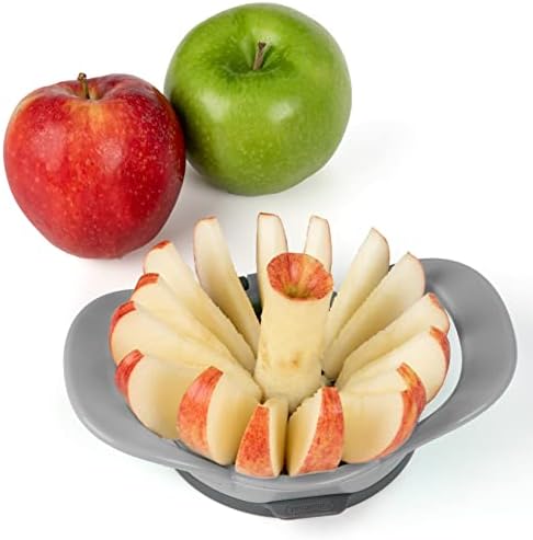 PrepWorks by Dishwasher Safe 16-Slice Thin Apple Slicer and Corer with Attached Safety Cover (Grey)
