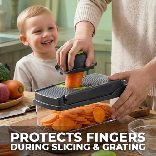 16-in-1 Vegetable Chopper with Container – Multifunctional Food Cutter, Dicer, Slicer, Grater, Peeler – Essential Kitchen Gadget for Veggies, Fruits & Salad, Easy & No-Mess Meal Prep, Gray - Image 6