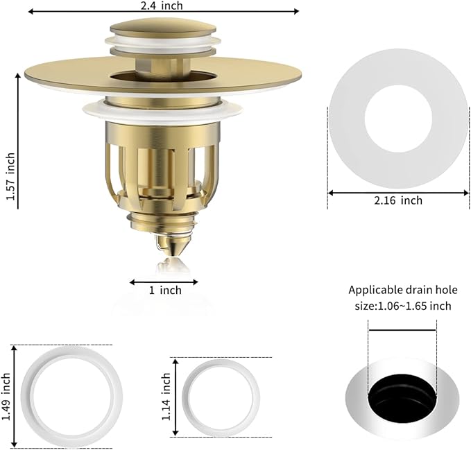 MUAIOLAUS Universal Bathroom Sink Stopper, Pop Up Sink Stopper with Basket Hair Catcher, Anti Clogging Sink Drain Filter for 1.06"-1.65" Drain Holes