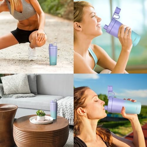 TOOFEEL Insulated Protein Shaker Bottle - 20 oz Double Walled Vacuum Metal, Keeps Cold/Hot, BPA Free Leakproof - Image 6