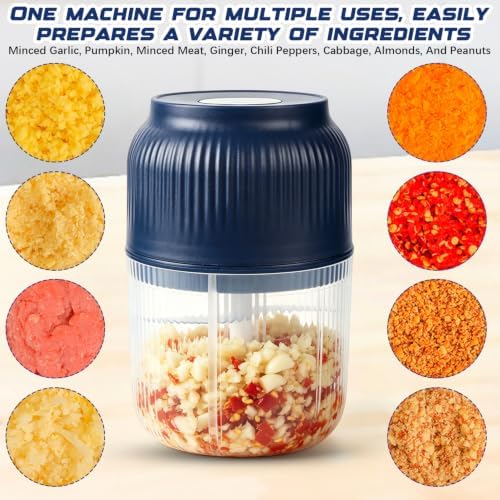 Electric Garlic Chopper, Mini Portable Veggie Chopper Garlic Grinder Masher Onion Chopper, Rechargeable Cordless Food Processor & Food Chopper for Garlic Onion Ginger Chili Vegetables, 400ml (White) - Image 6