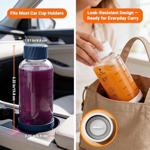 12 oz Glass Juice Bottles 4 Pack, Leakproof Borosilicate Glass Bottles - Image 6
