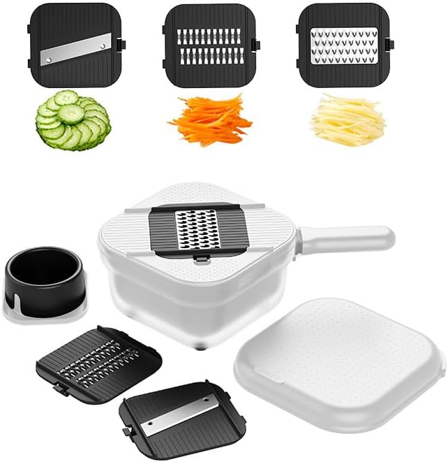 Mandoline Slicer for Kitchen | 4-in-1 Food Chopper with Container & Draining Basket | Vegetable Slicer for Potato, Onion, Carrot | Kitchen Gadgets Sets - Image 6