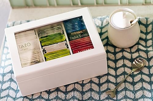 Wooden Tea Organizer For Tea Bags, White