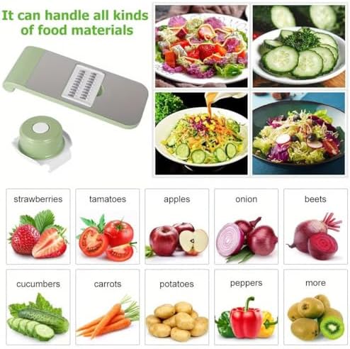 Multifunction Vegetable Cutter, Adjustable 5-in-1 Vegetables Chopper, Mandoline Slicer for Vegetables, Multi-Purpose Kitchen Gadgets Slicer Cuts Set(C) - Image 7