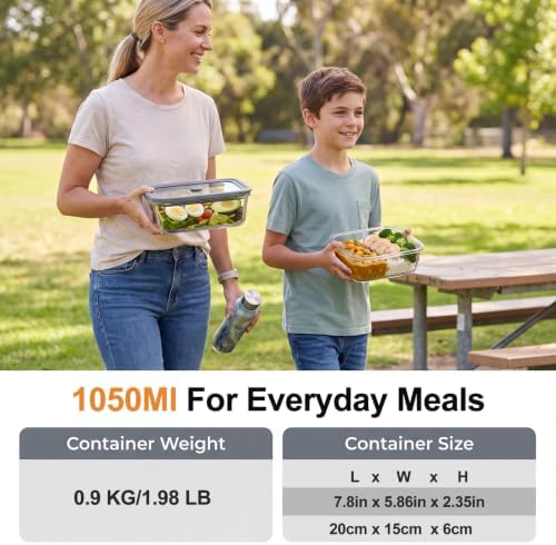 Vacuum Seal Containers for Food, Glass Meal Prep Containers