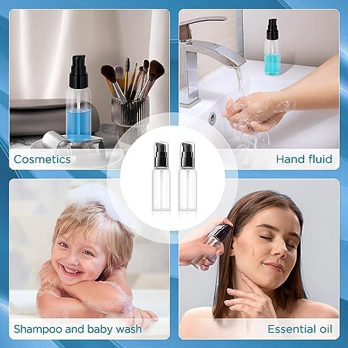 10 Pieces Travel Pump Bottles for Toiletries 2oz Small Pump Bottles Clear Travel Bottle Plastic Empty Spray Bottle Dispenser With Black Cap For Lotion Cream Essential Oil(50ml,Clear) - Image 7