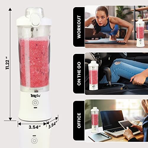 Total Chef Portable Blender - For Smoothies & Protein Shakes, USB Rechargeable Cordless Mini Travel Mixer, Personal Juicer, Ice Crusher, Blender Bottle for Home & Kitchen, 20oz, White - Image 6