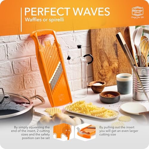 Börner Wave-Waffle PowerLine Crinkle Cut Vegetable Slicer (Orange) • Slicer for Wave & Waffle Cut • Wavy Vegetable Cutter • Slicer for Lattice Potatoes & Chips • Wavy Potato Slicer - Image 6