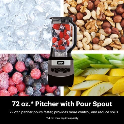 Ninja Blender for Smoothies & Shakes, 1000W, 72oz Pitcher, Black, NJ601AMZ - Image 6