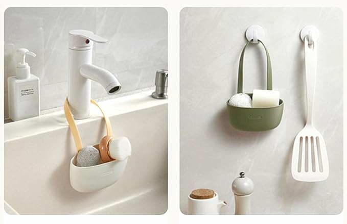 Kitchen Sink Caddy Sponge Holder Hang Basket for Scrubber Dish Brush Soap Holder Pocket Kitchen Accessories Organizer (Single Basket,2pcs)
