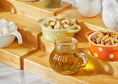 Bamboo Expandable Spice Rack Organizer, 3-Tier Adjustable Kitchen Cabinet