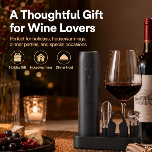 Rechargeable Electric Wine Opener Set with Charging Base & Accessories